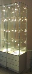 Витрина(торговое оборудование)50х50х200-стекло, подсветка, ящики.4по35тр