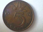 Голанские 5 центов 1976 года